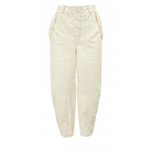 Pre-owned Ulla Johnson Leather Large Pants In White