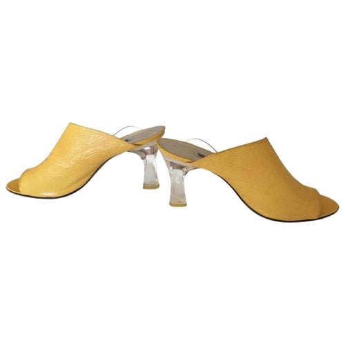 Pre-owned Lanvin Leather Mules In Yellow