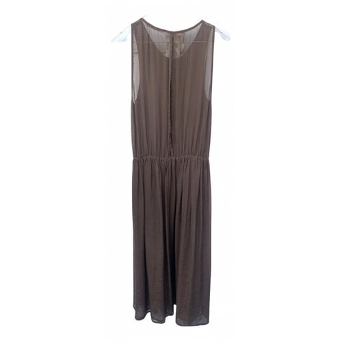 Pre-owned Jucca Silk Mid-length Dress In Brown