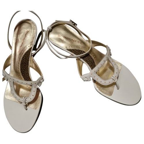 Pre-owned Borbonese Leather Sandals In White