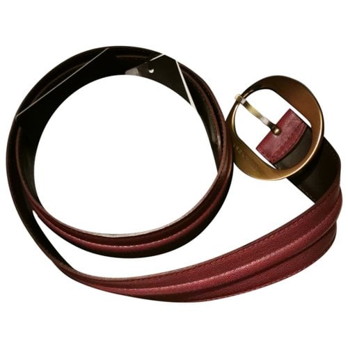 Pre-owned Borbonese Leather Belt In Burgundy