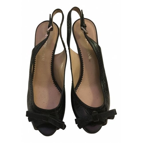 Pre-owned Emporio Armani Leather Sandals In Black