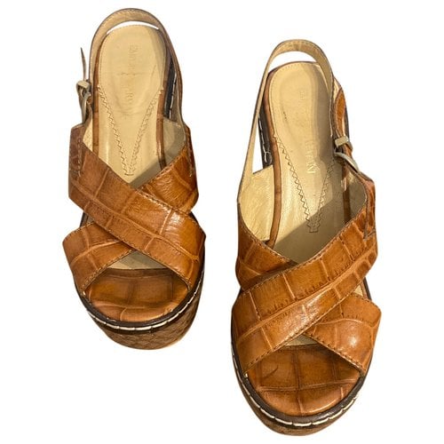 Pre-owned Emporio Armani Leather Sandals In Camel