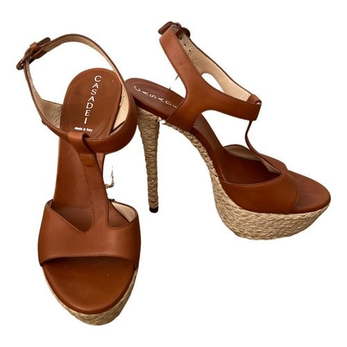 Pre-owned Casadei Leather Espadrilles In Brown