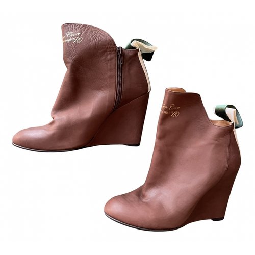 Pre-owned Undercover Leather Ankle Boots In Brown