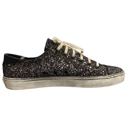 Pre-owned Saint Laurent Court Leather Low Trainers In Metallic