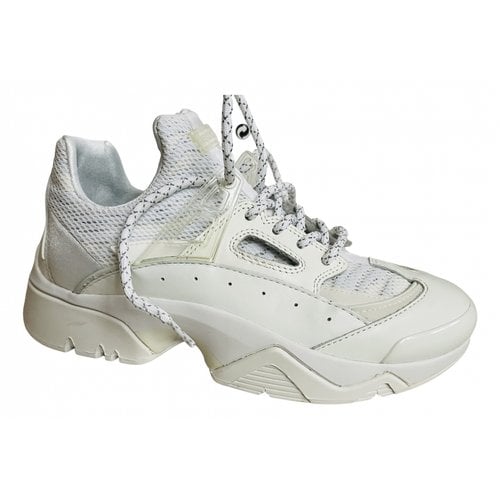 Pre-owned Kenzo Sonic Leather Trainers In White