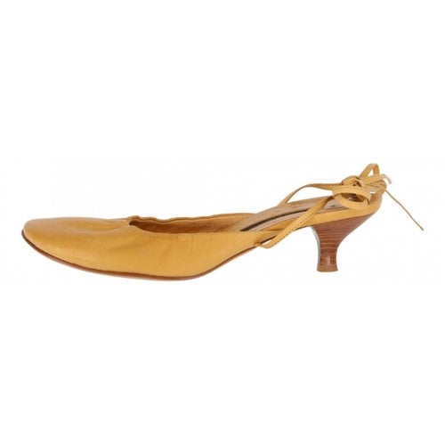 Pre-owned Pollini Leather Sandals In Yellow