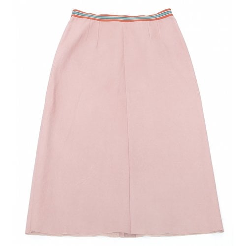 Pre-owned Stouls Leather Mid-length Skirt In Pink