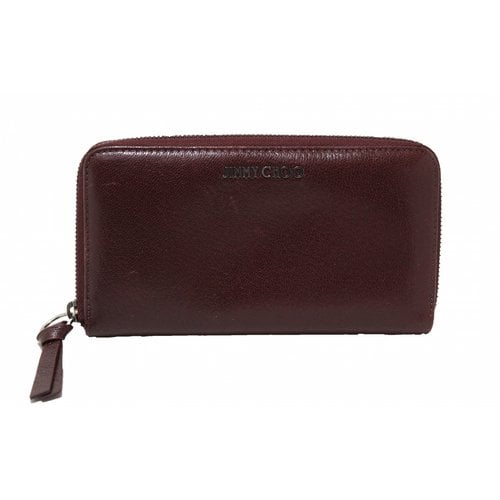 Pre-owned Jimmy Choo Leather Wallet In Burgundy