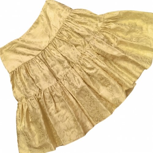 Pre-owned Valentino Silk Mid-length Skirt In Gold