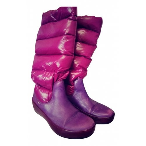 Pre-owned Moncler Leather Boots In Purple