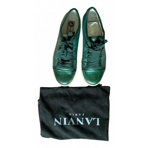 Pre-owned Lanvin Leather Trainers In Green