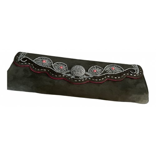 Pre-owned Manoush Leather Clutch Bag In Grey
