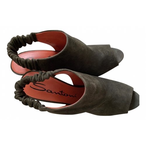 Pre-owned Santoni Leather Sandals In Brown