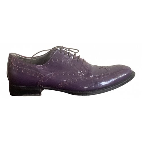 Pre-owned Etro Patent Leather Lace Ups In Purple