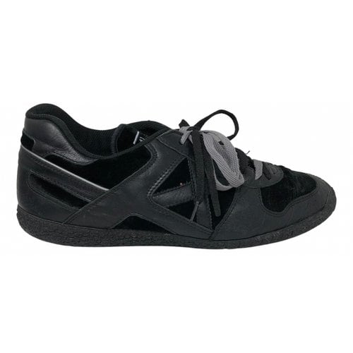 Pre-owned Munich Leather Low Trainers In Black