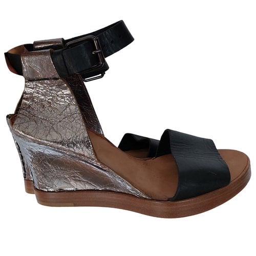Pre-owned Buttero Leather Sandal In Silver