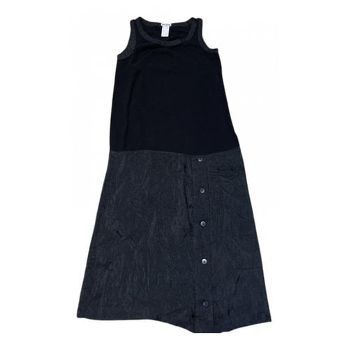 Pre-owned Issey Miyake Silk Mid-length Dress In Black