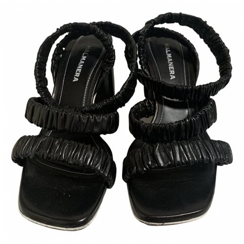 Pre-owned Halmanera Leather Sandals In Black