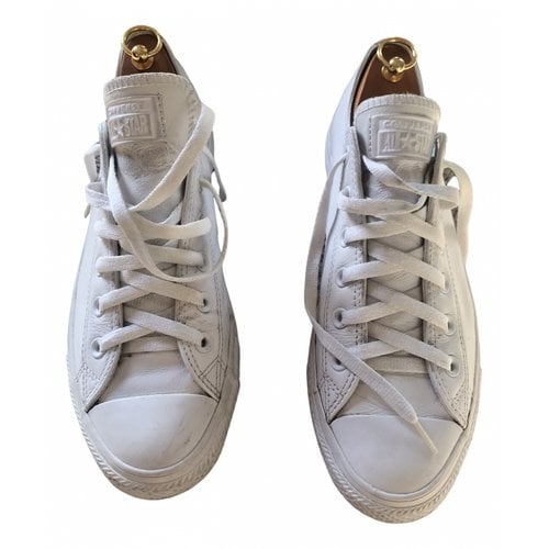 Pre-owned Converse Leather Low Trainers In White