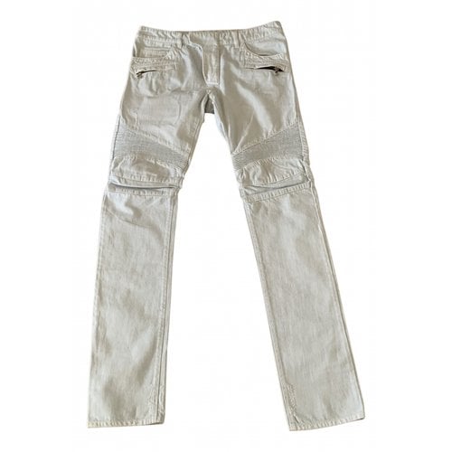 Pre-owned Balmain Straight Jeans In Grey