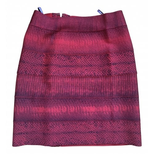 Pre-owned Herve Leger Mini Skirt In Red