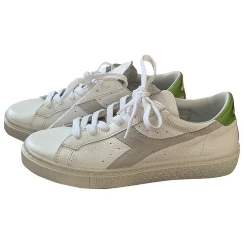 Pre-owned Diadora Leather Trainers In White