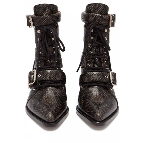 Pre-owned Chloé Leather Lace Up Boots In Black