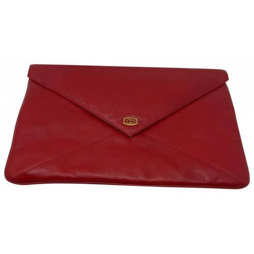 Pre-owned Gucci Leather Clutch Bag In Red