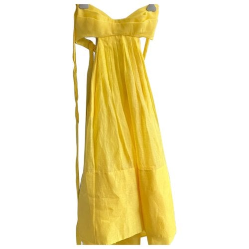 Pre-owned Zimmermann Silk Mid-length Dress In Yellow