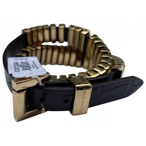Pre-owned Michael Kors Leather Bracelet In Black