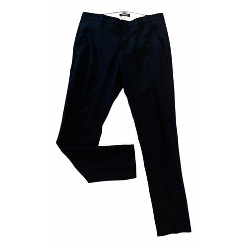 Pre-owned Dondup Wool Straight Pants In Blue