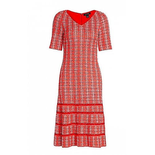 Pre-owned St John Tweed Mid-length Dress In Red
