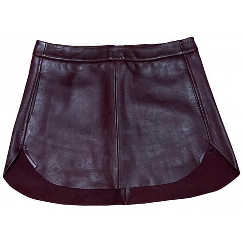 Pre-owned Mason By Michelle Mason Leather Mini Skirt In Purple