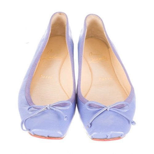 Pre-owned Christian Louboutin Leather Ballet Flats In Purple