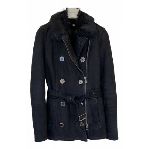 Pre-owned Burberry Shearling Coat In Black