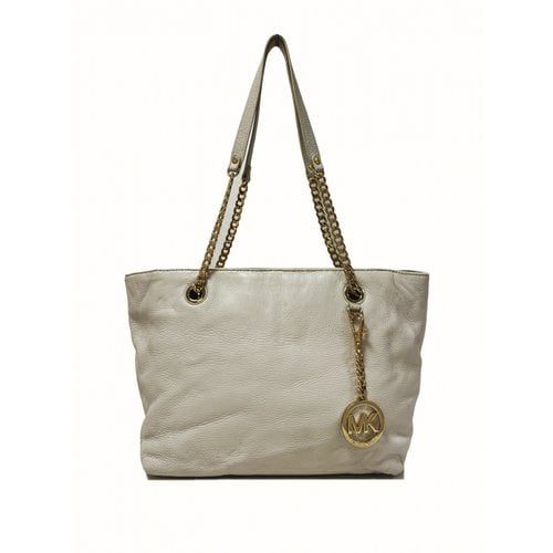 Pre-owned Michael Kors Leather Tote In Ecru
