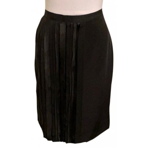 Pre-owned Oscar De La Renta Silk Mid-length Skirt In Black