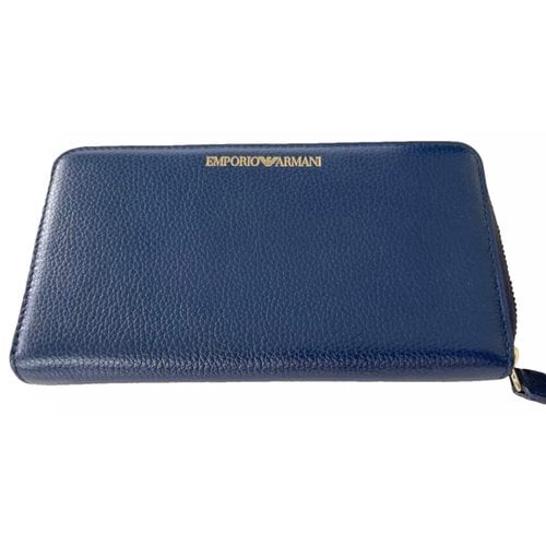 Pre-owned Emporio Armani Leather Wallet In Blue