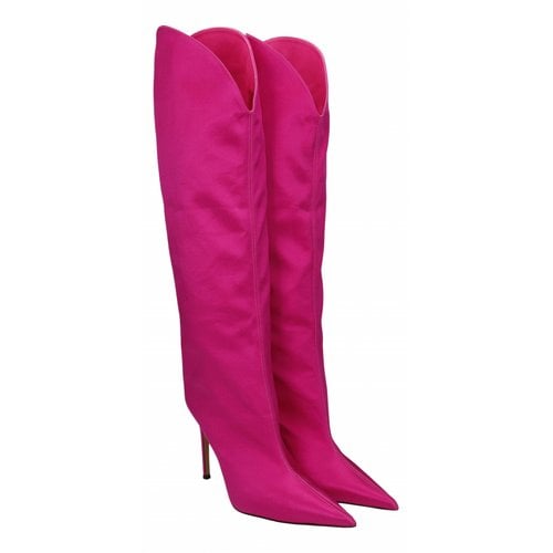 Pre-owned Alexandre Vauthier Cloth Riding Boots In Pink