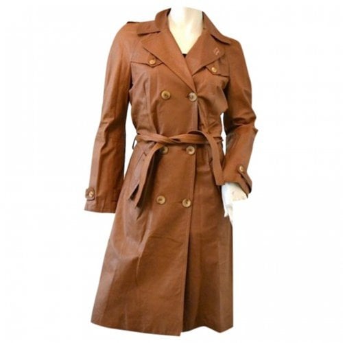 Pre-owned John Galliano Leather Trench Coat In Brown