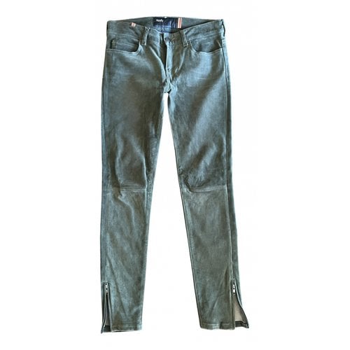 Pre-owned Notify Leather Straight Pants In Khaki