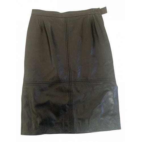 Pre-owned Genny Leather Skirt Suit In Black