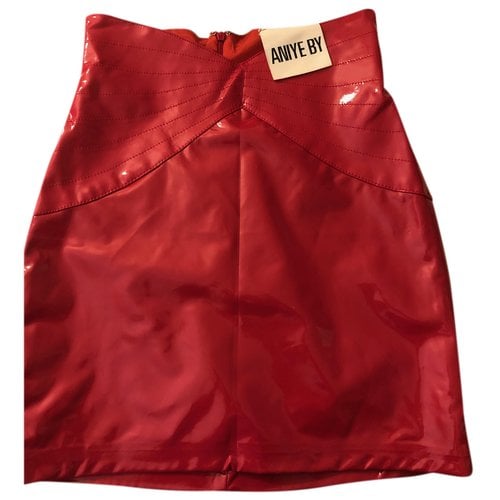 Pre-owned Aniye By Patent Leather Mini Skirt In Red