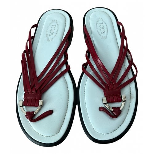 Pre-owned Tod's Leather Sandal In Red