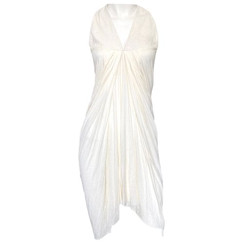 Pre-owned Rick Owens Leather Mid-length Dress In White