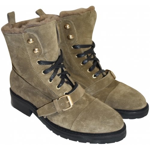 Pre-owned Allsaints Lace Up Boots In Brown