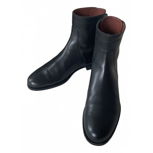 Pre-owned Loro Piana Leather Ankle Boots In Black
