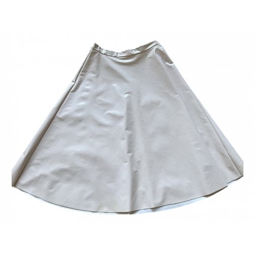 Pre-owned Roberto Collina Vegan Leather Mid-length Skirt In White
